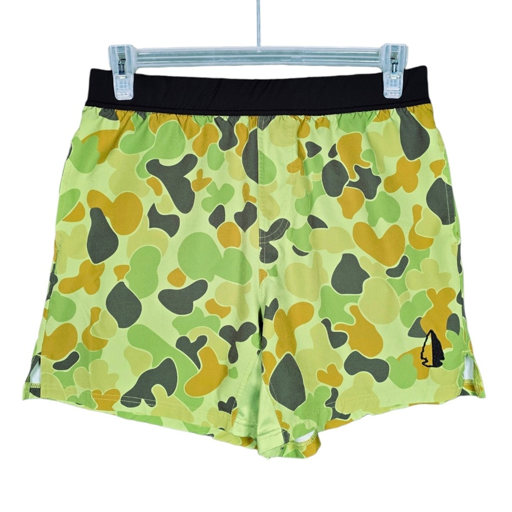 Tachuntfish The Runner Shorts Mens XL Green Frog Camo Athletic Outdoor Stretch